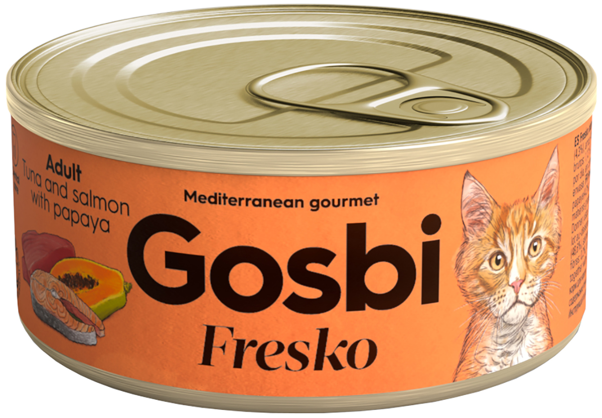 

Gosbi Fresko Cat Adult для взрослых кошек тунцом, лососем и папайей (70 гр х 32 шт)