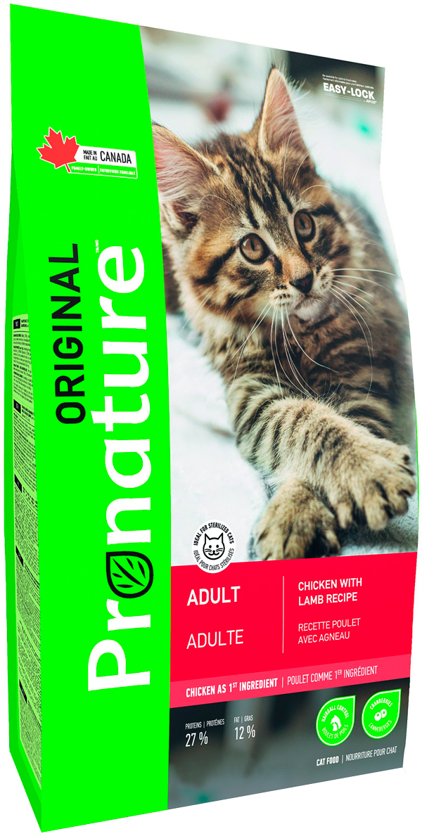 

Pronature Original Cat Adult для взрослых кошек с курицей и ягненком (0,34 кг)