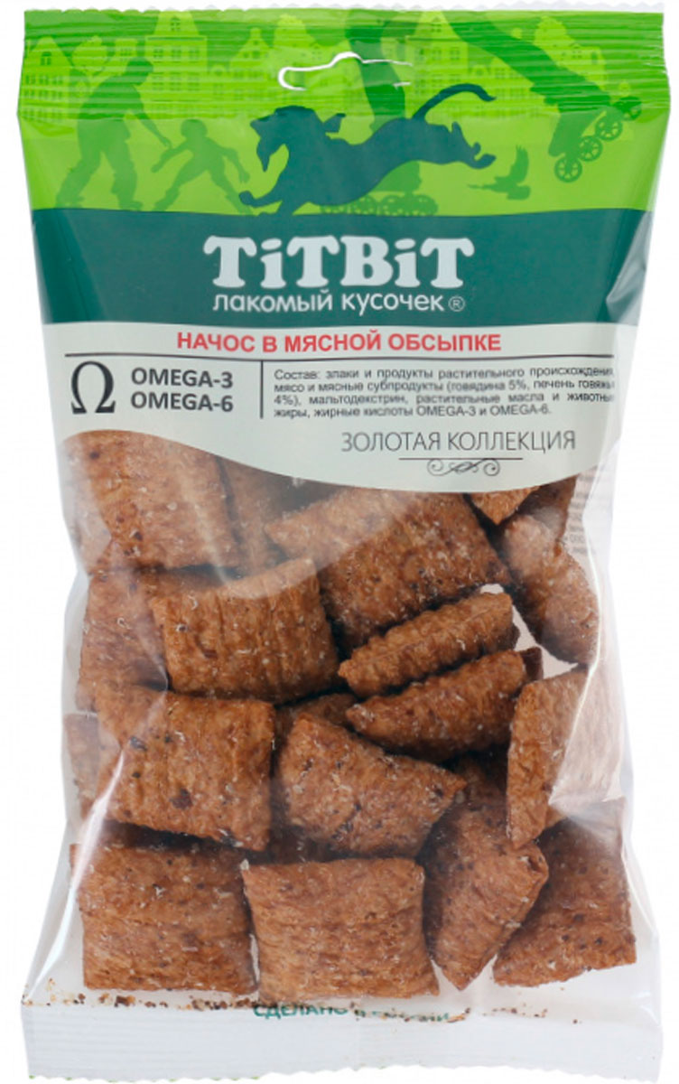 

Лакомство Tit Bit золотая коллекция для собак начос в мясной обсыпке (75 гр)