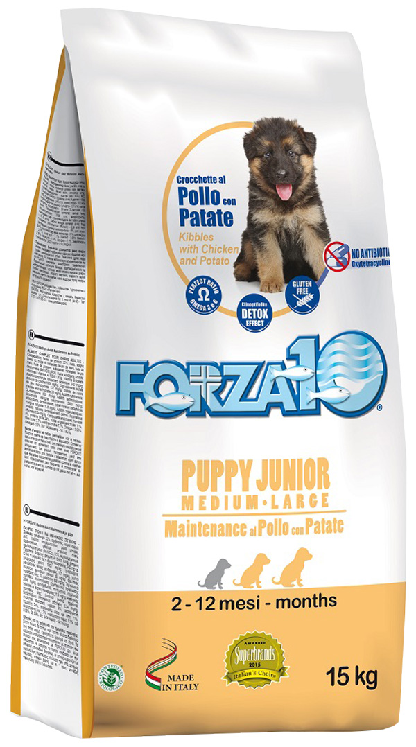 

Forza10 Dog Maintenance Puppy Junior Medium/large для щенков средних и крупных пород с курицей и картофелем (2 кг)