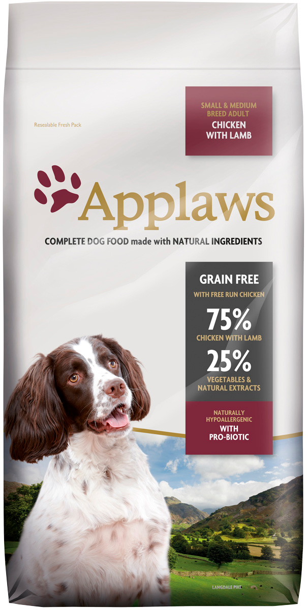 Applaws Adult Dog Small & Medium Breed Chicken & Lamb Grainfree беззерновой для взрослых собак маленьких и средних пород с курицей и ягненком (7,5 кг)
