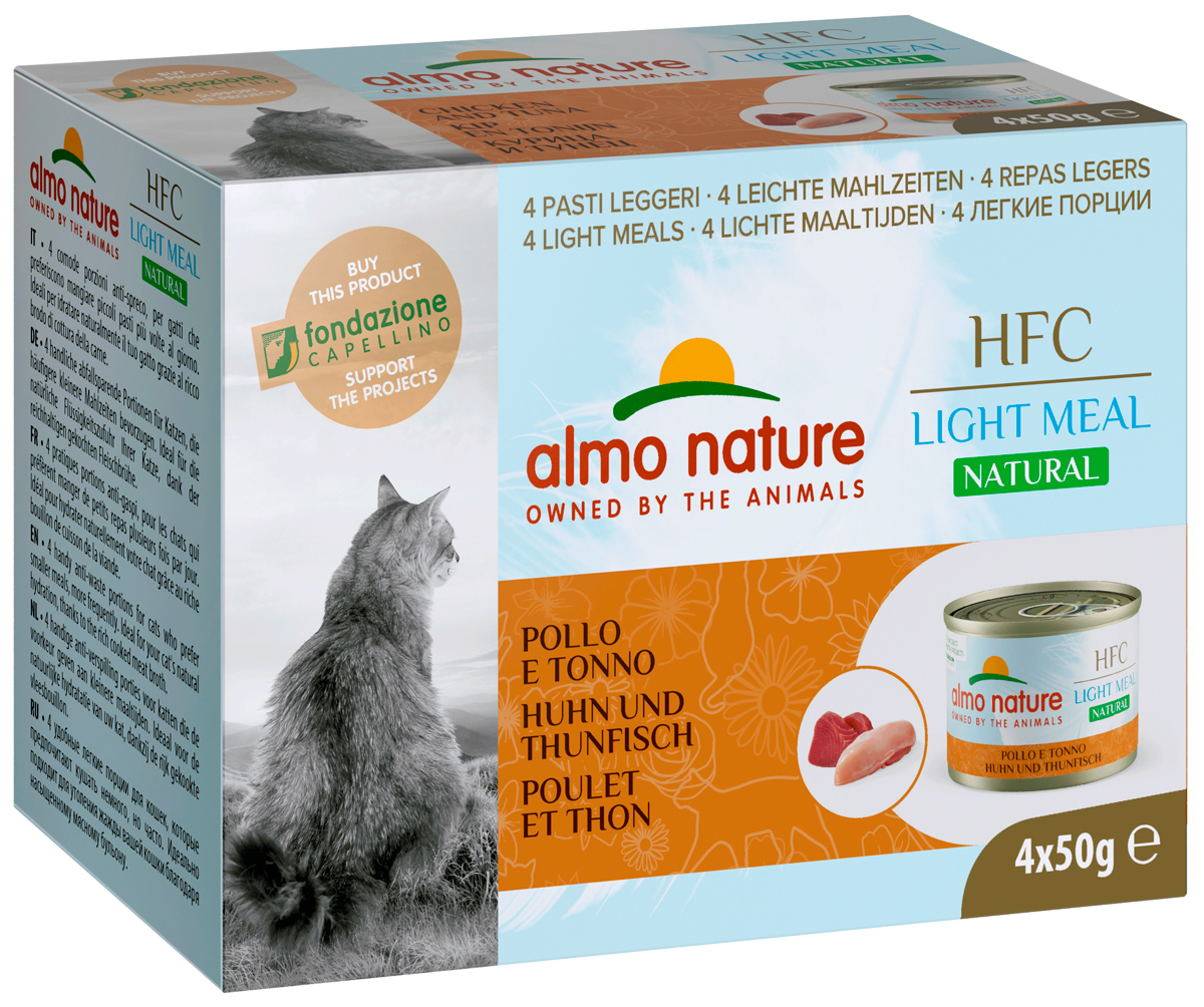 

Almo Nature Hfc Natural Light Meal набор банок для взрослых кошек с курицей и тунцом 4 шт х 50 гр (1 шт)