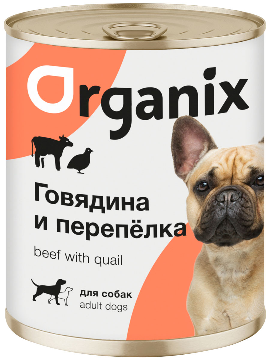 

Organix для взрослых собак с говядиной и перепелкой (850 гр)