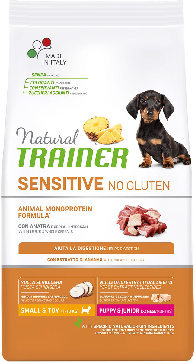 

Trainer Natural Sensitive No Gluten Small & Toy Puppy & Junior Duck безглютеновый для щенков маленьких пород с уткой (2 кг)