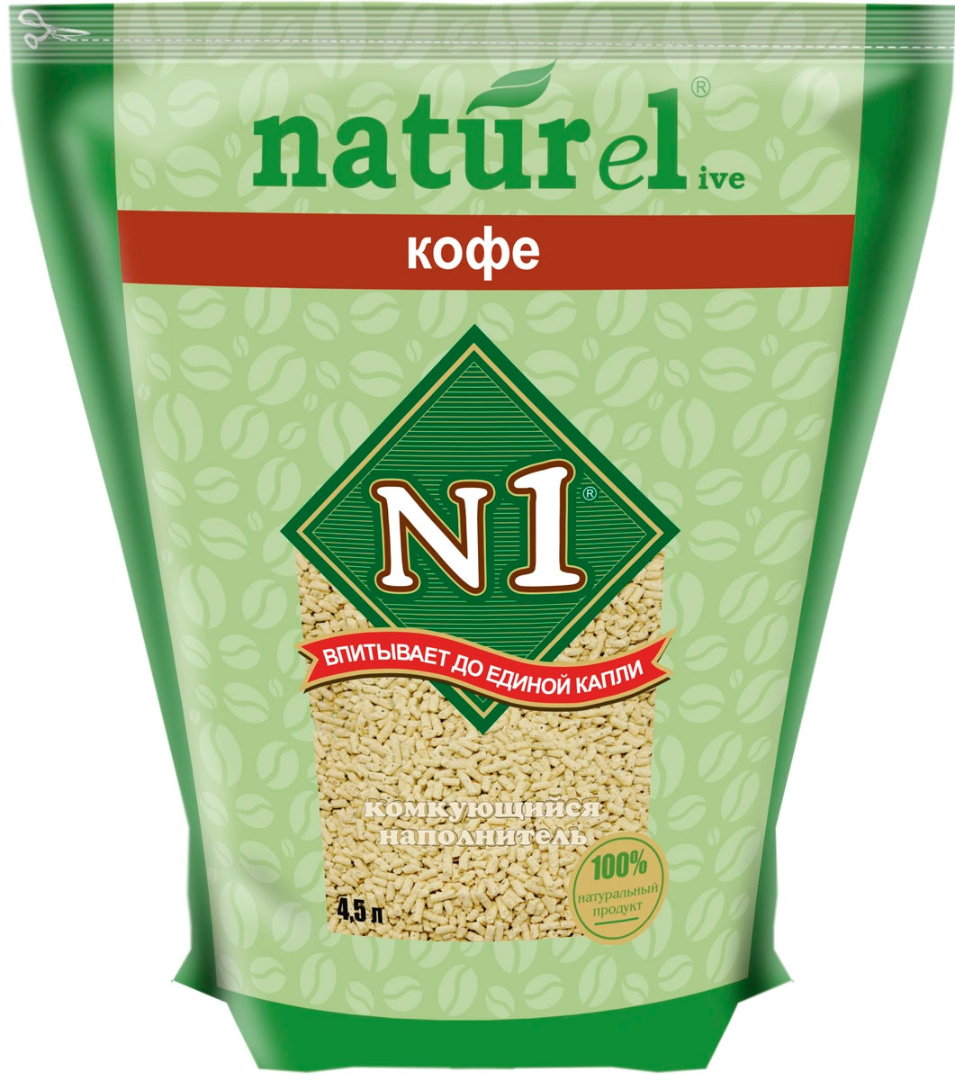 

№ 1 Naturel – Наполнитель комкующийся древесный для туалета кошек «Кофе» (4,5 л)