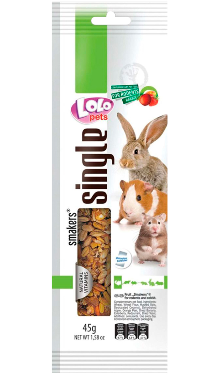 Lolo Pets Smakers Weekend Style лакомство для грызунов и кроликов с фруктами (45 гр)