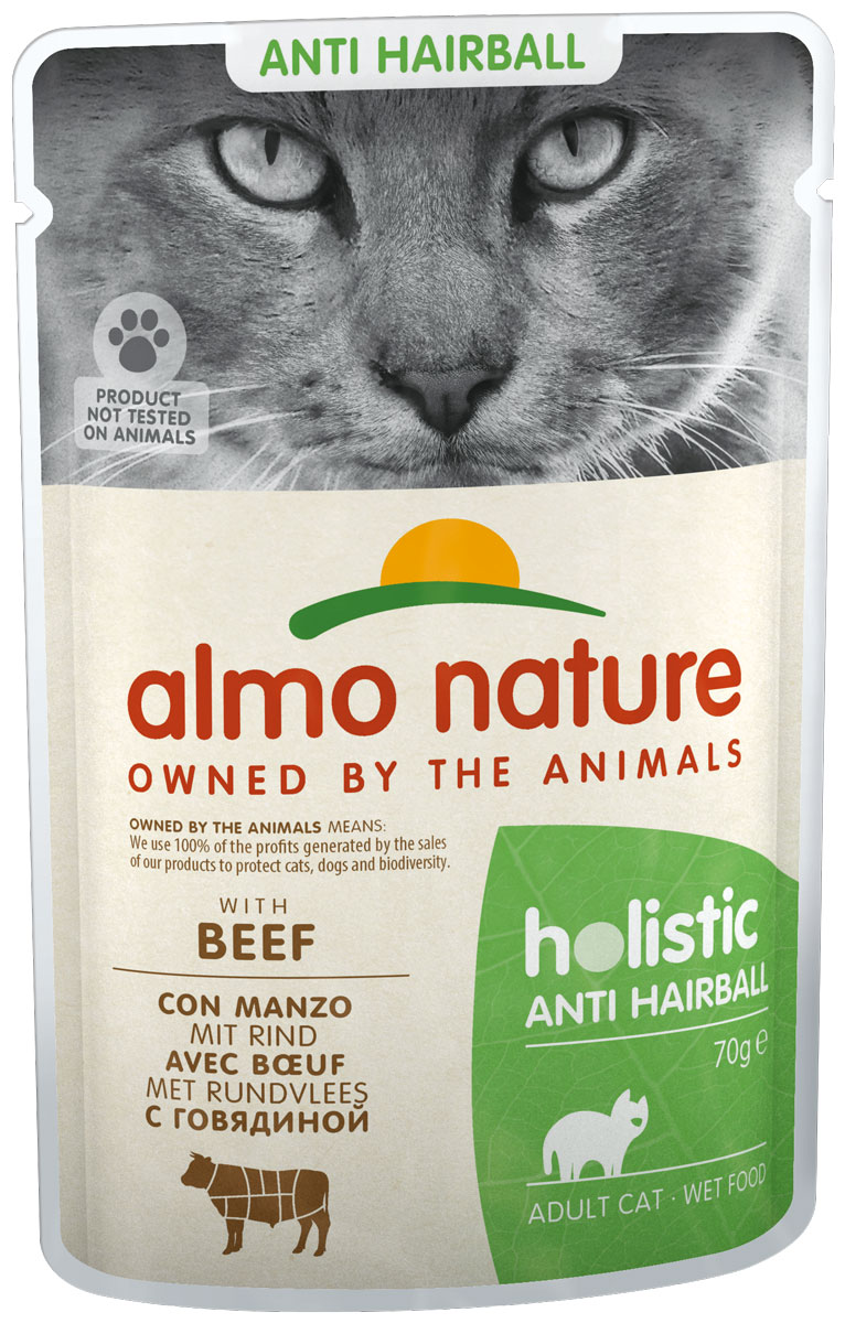 

Almo Nature Cat Holistic Anti Hairball для взрослых кошек для вывода шерсти с говядиной (70 гр)