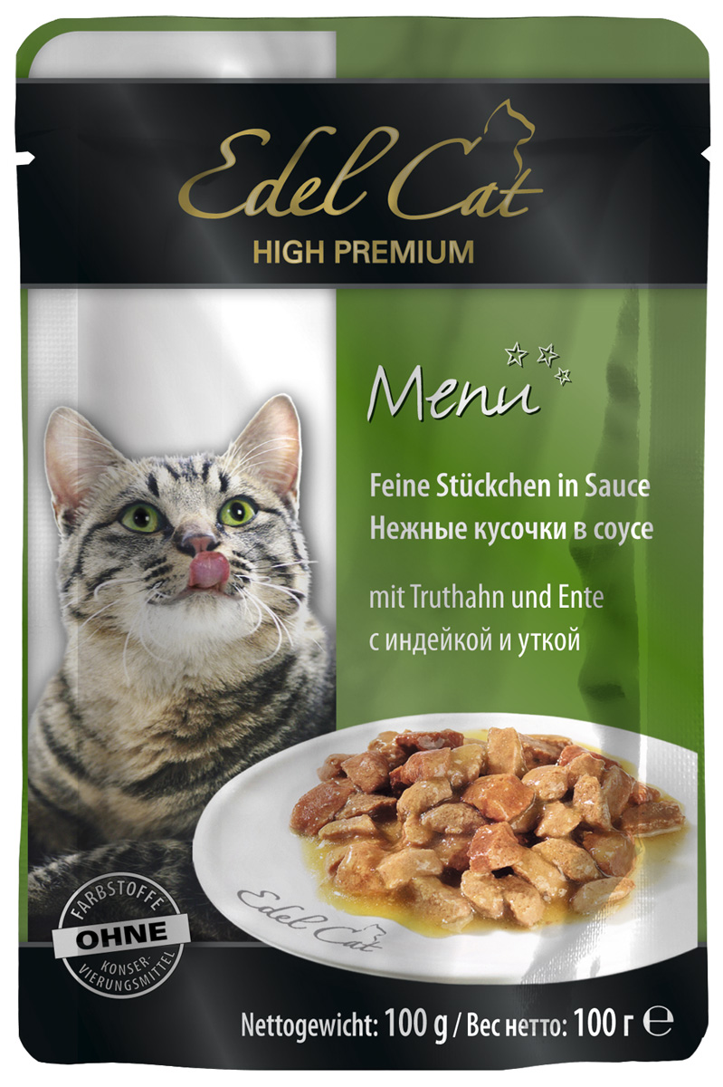 

Edel Cat для взрослых кошек с индейкой и уткой в соусе (100 гр)