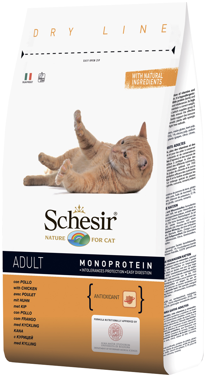 

Schesir Cat Adult монобелковый для взрослых кошек с курицей (0,4 кг)