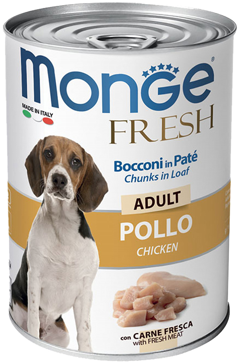 

Monge Fresh Adult Dog Chunks In Loaf для взрослых собак мясной рулет с курицей (400 гр х 24 шт)