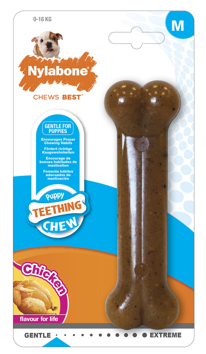 

Игрушка для щенков Nylabone Puppybone косточка для прорезывания зубов M (1 шт)