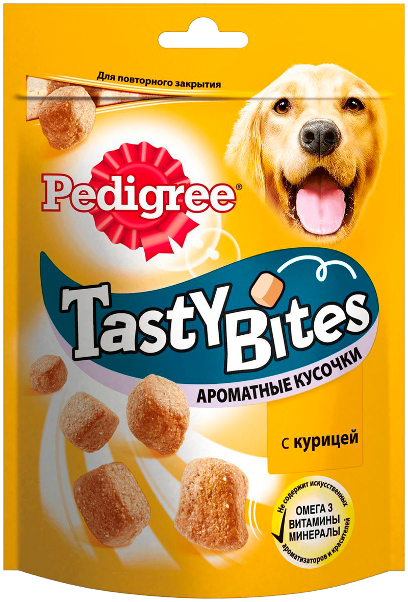 

Лакомство Pedigree Tasty Bites для собак ароматные кусочки с курицей (130 гр)