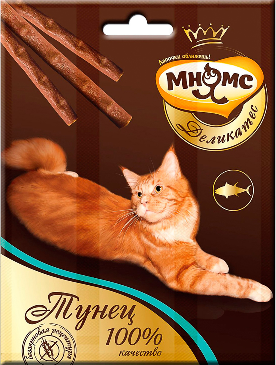 

Лакомство мнямс деликатес для кошек палочки с тунцом (1 шт)