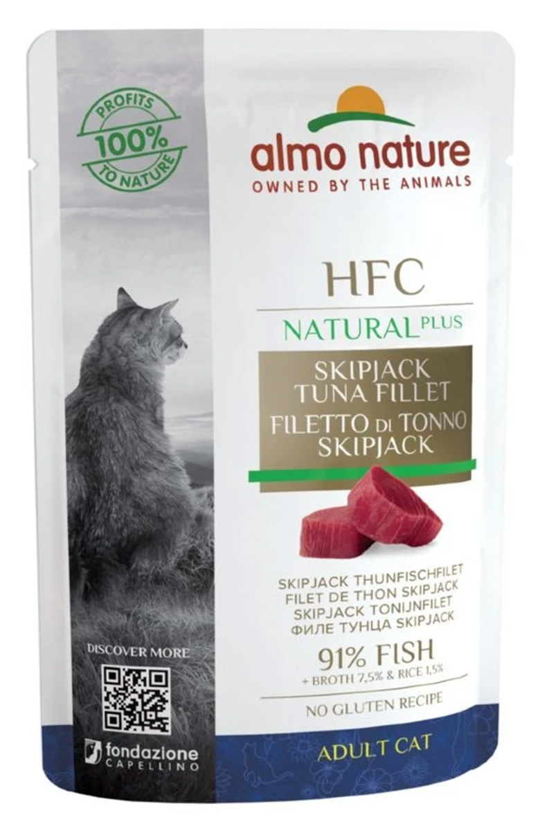 

Almo Nature Cat Hfc Natural Plus для взрослых кошек с филе полосатого тунца (55 гр)