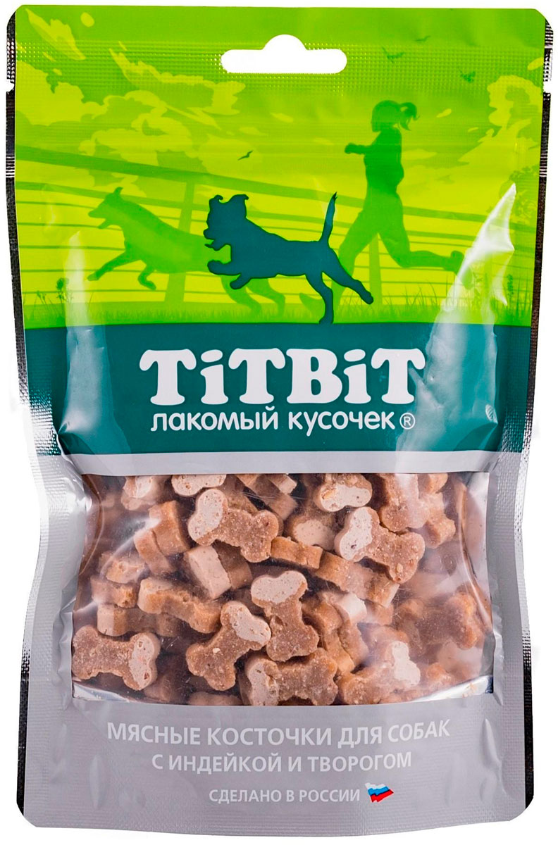 

Лакомство Tit Bit для собак косточки мясные с индейкой и творогом (145 гр)