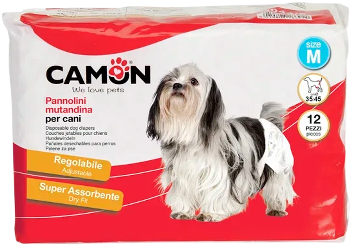 

Подгузники впитывающие для собак Camon M 35 – 45 см 12 шт (1 шт)