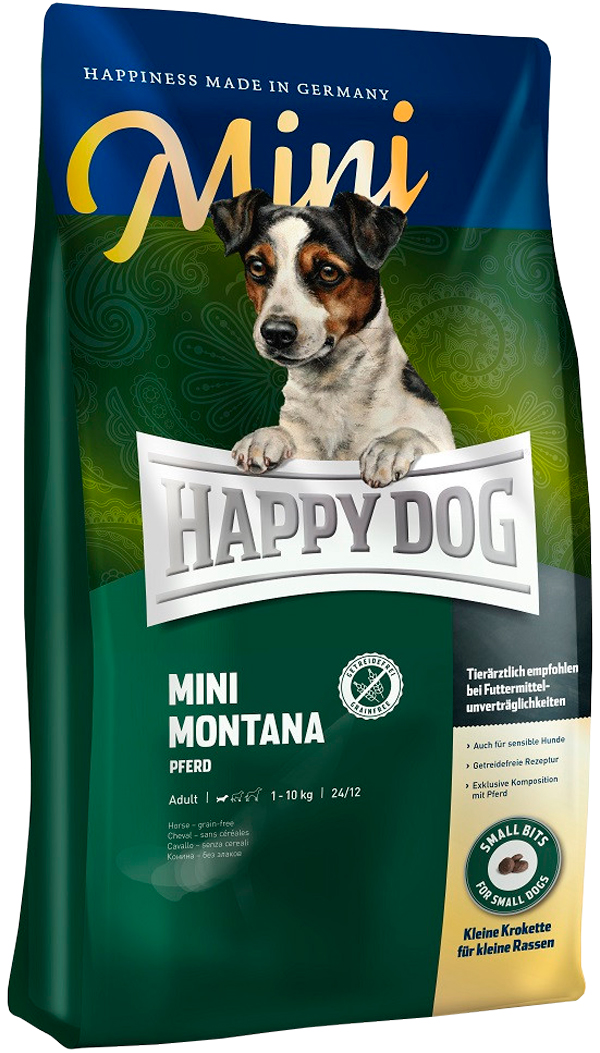 

Happy Dog Supreme Mini Montana Sensible Nutrition для взрослых собак маленьких пород при аллергии с кониной и картофелем (4 кг)