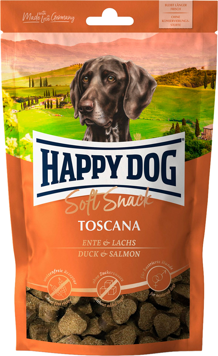 

Лакомство Happy Dog Softsnack Toscana для взрослых собак всех пород с уткой и лососем (100 гр)