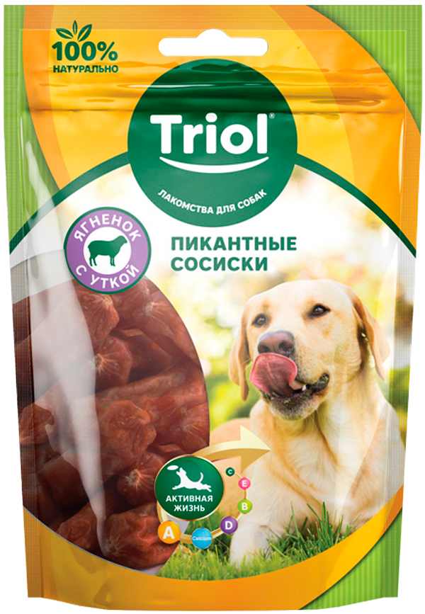 

Лакомство Triol для собак сосиски пикантные с ягненком и уткой (70 гр)