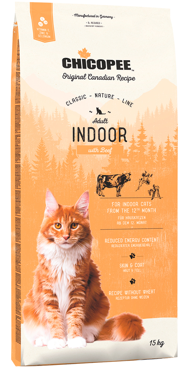 

Chicopee Classic Nature Line Cat Adult Indoor для взрослых кошек живущих дома с говядиной (1,5 кг)