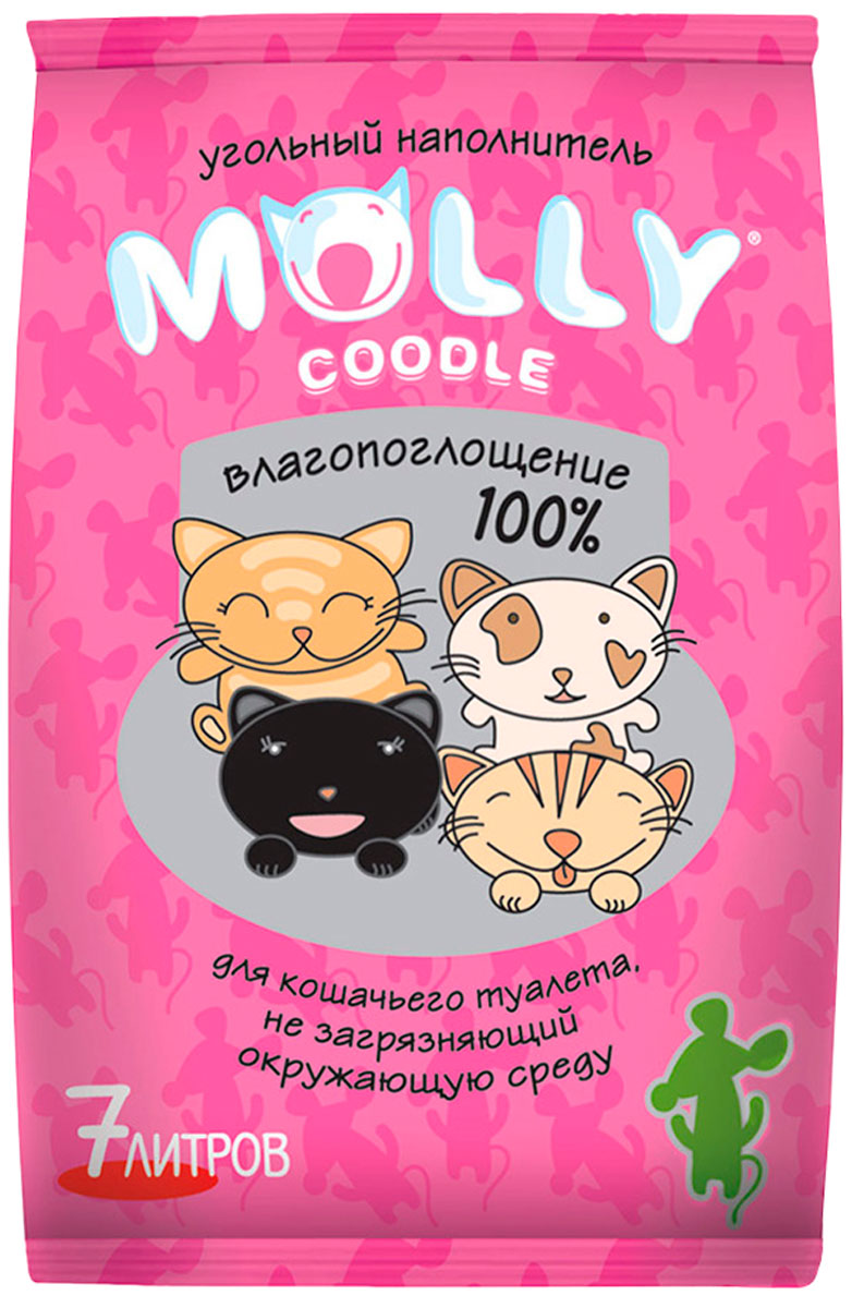 

Molly Coddle наполнитель угольный комкующийся для туалета кошек (7 + 7 л)