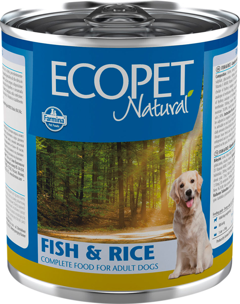 

Ecopet Natural Adult Dog Fish & Rice для взрослых собак всех пород с рыбой и рисом (300 гр х 6 шт)