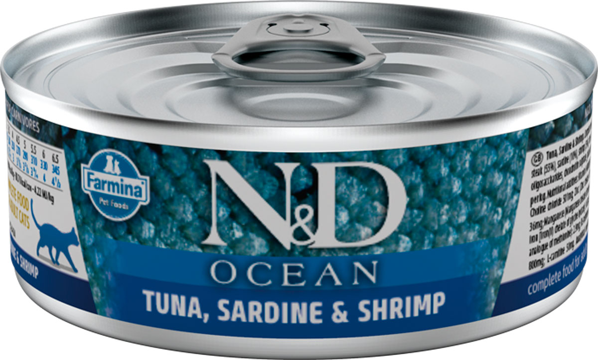 

Farmina Cat N&d Ocean Tuna, Sardine & Shrimps беззерновые для взрослых кошек с тунцом, сардиной и креветками (80 гр х 12 шт)