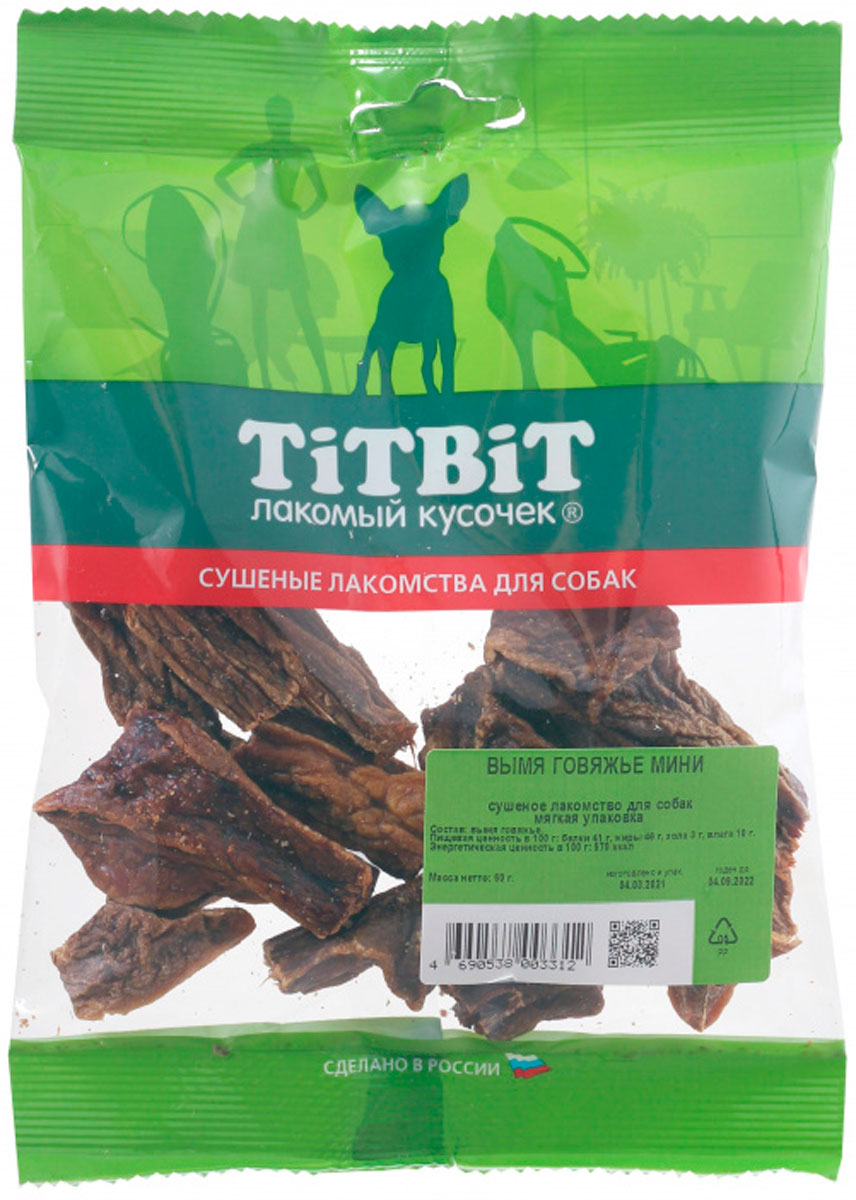 

Лакомство Tit Bit для собак вымя говяжье мини (1 шт)