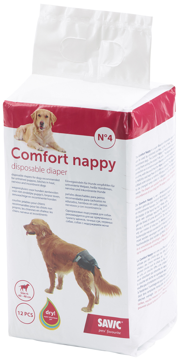 

Подгузники для собак Savic Comfort Nappy № 4 40 - 48 см 12 шт (1 шт)