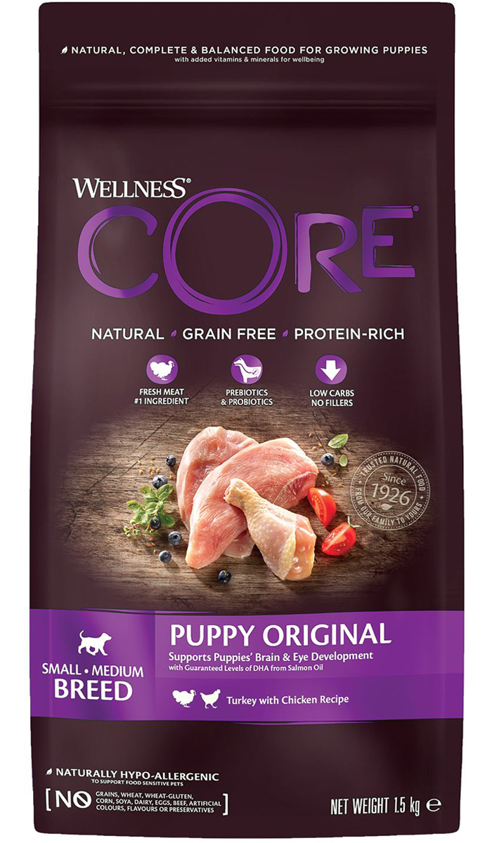 

Wellness Core Original Puppy беззерновой для щенков всех пород с индейкой и курицей (1,5 кг)