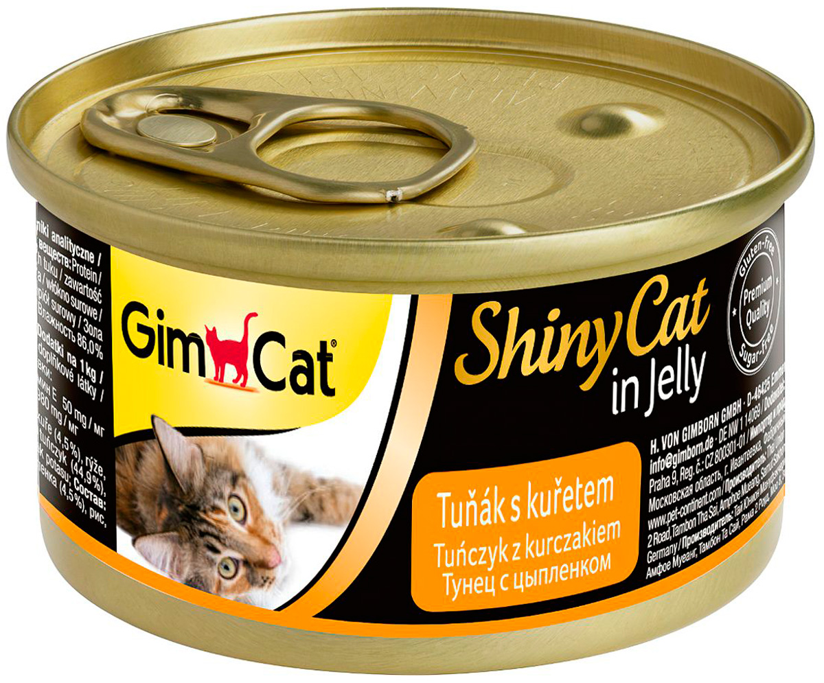 

Gimcat Shinycat для взрослых кошек с тунцом и курицей в желе (70 гр)