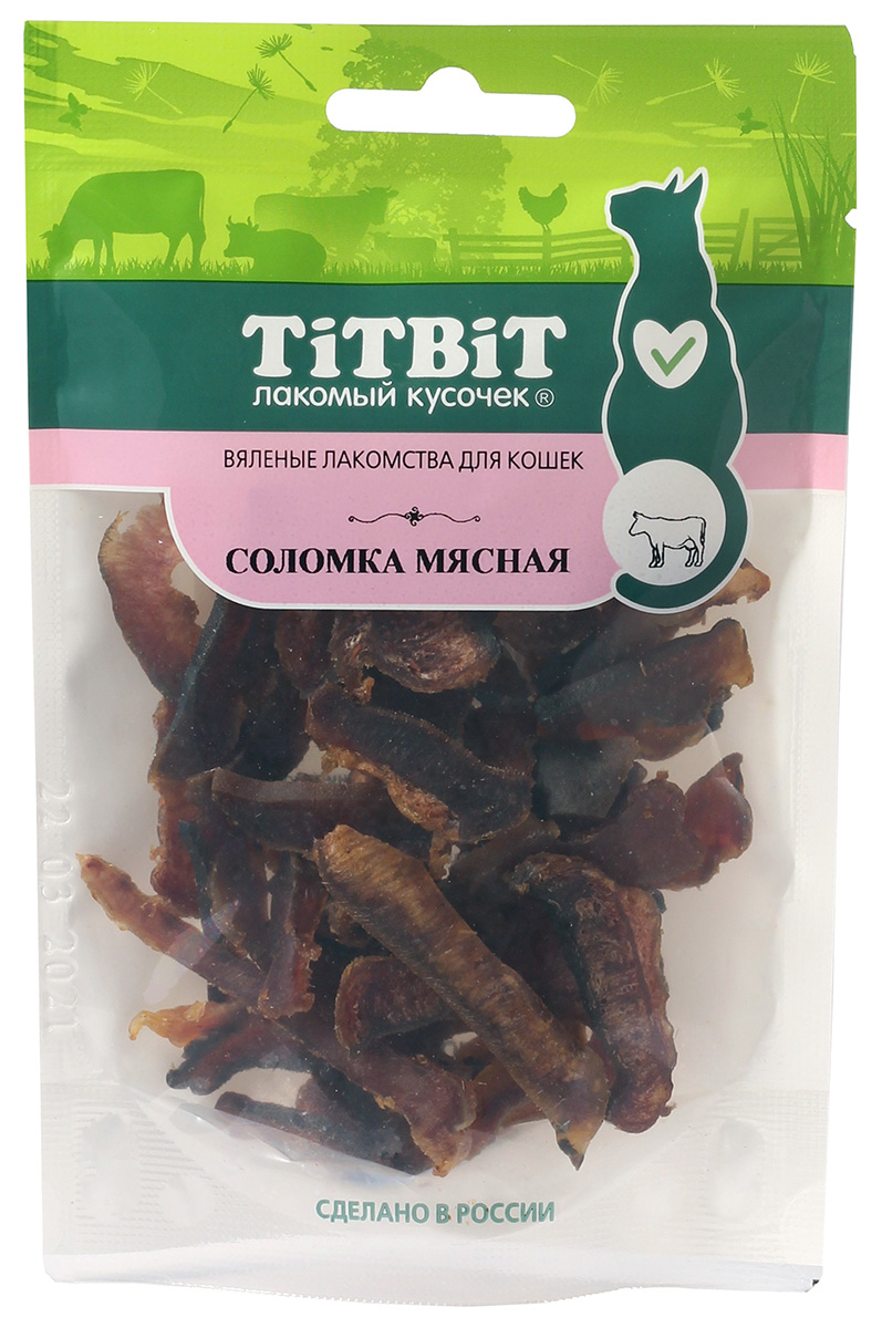 

Лакомство Tit Bit для кошек вяленая соломка мясная (30 гр)