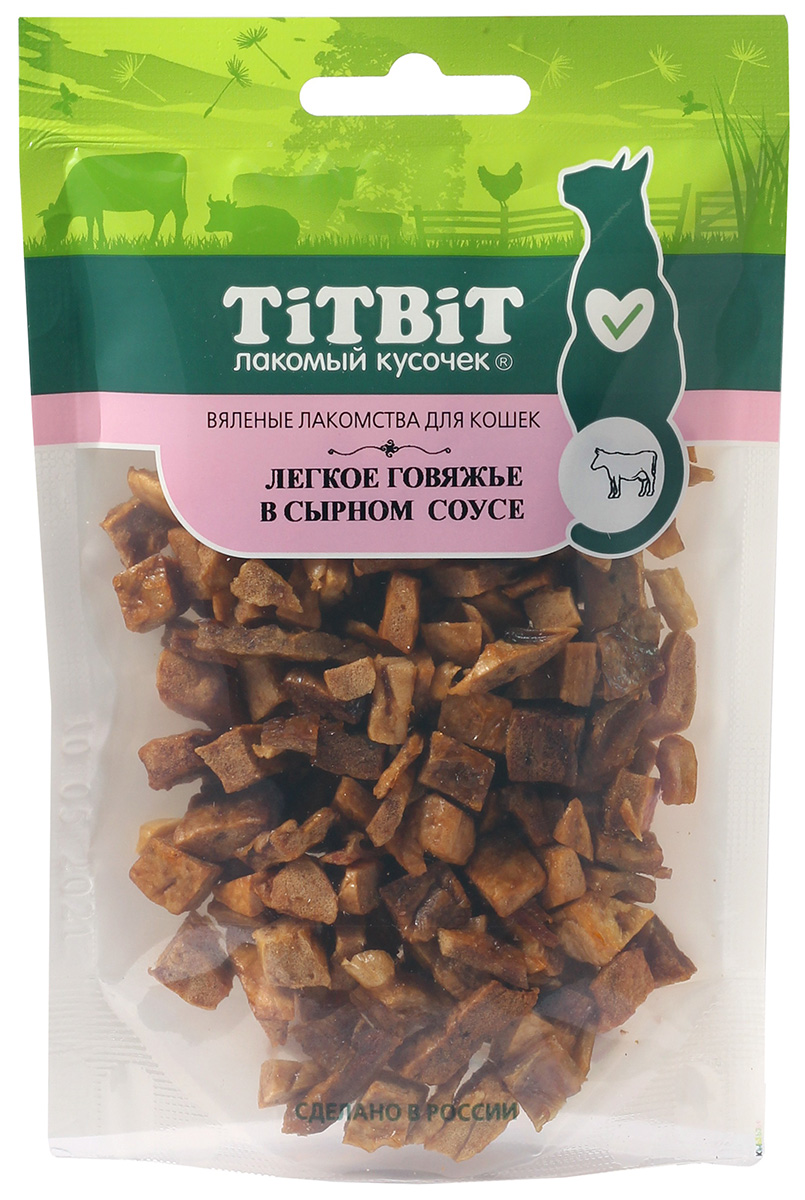 

Лакомство Tit Bit для кошек вяленое легкое говяжье в сырном соусе (25 гр)