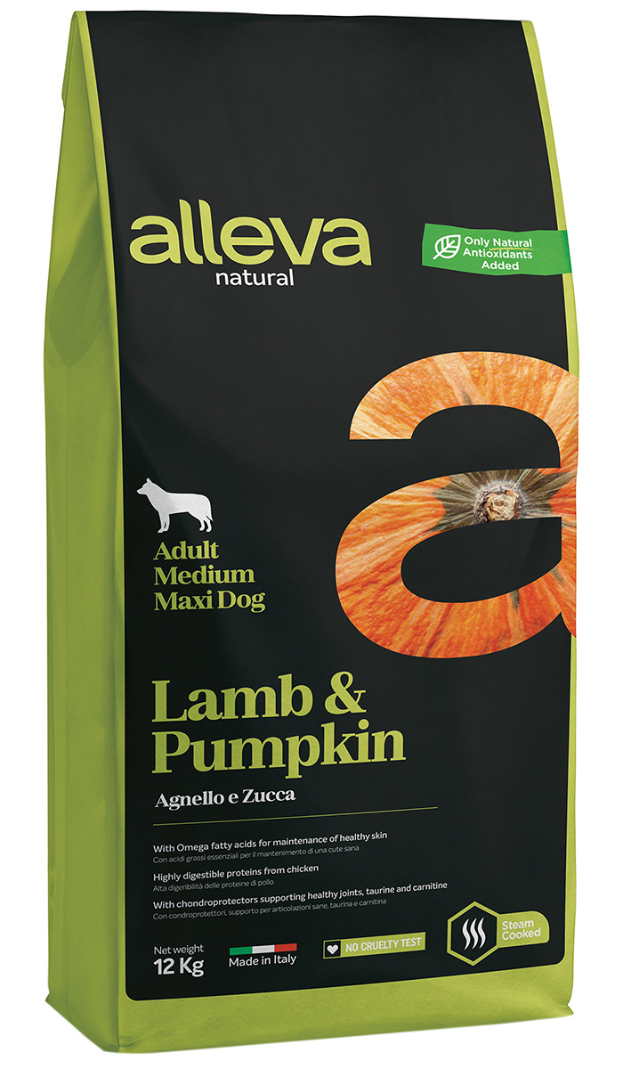 

Alleva Natural Adult Dog Medium/maxi Lamb & Pumpkin низкозерновой для взрослых собак средних и крупных пород с ягненком и тыквой (12 кг)