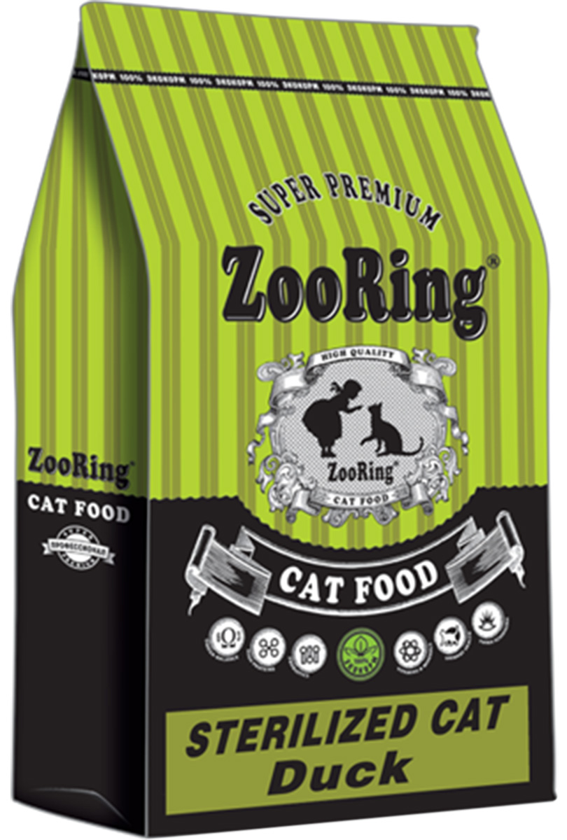 

Zooring Sterilized Cat Duck для взрослых кастрированных котов и стерилизованных кошек с уткой (1,5 кг)