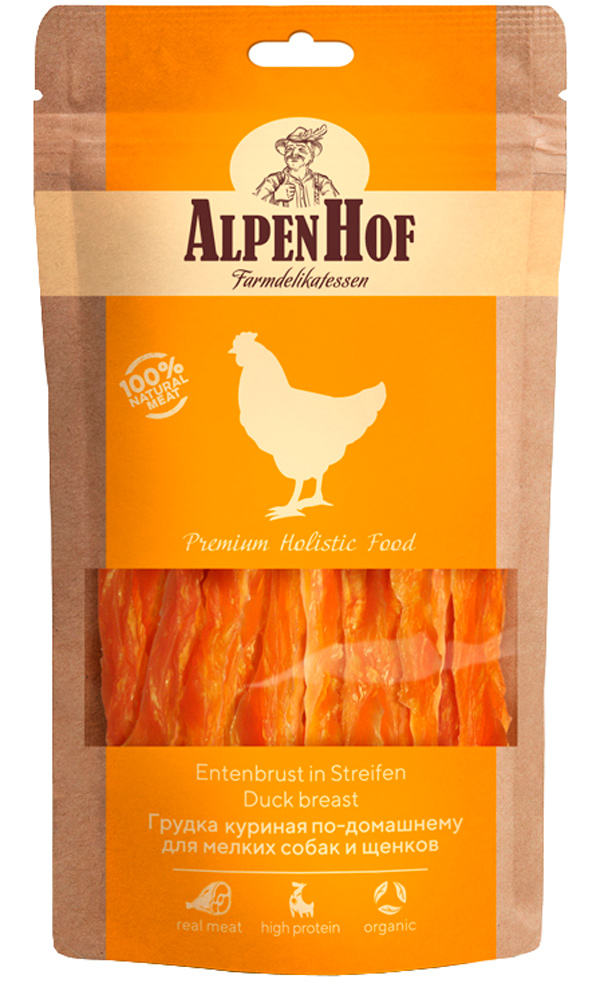 

Лакомство AlpenHof для собак маленьких пород и щенков грудка куриная 50 гр (1 уп)