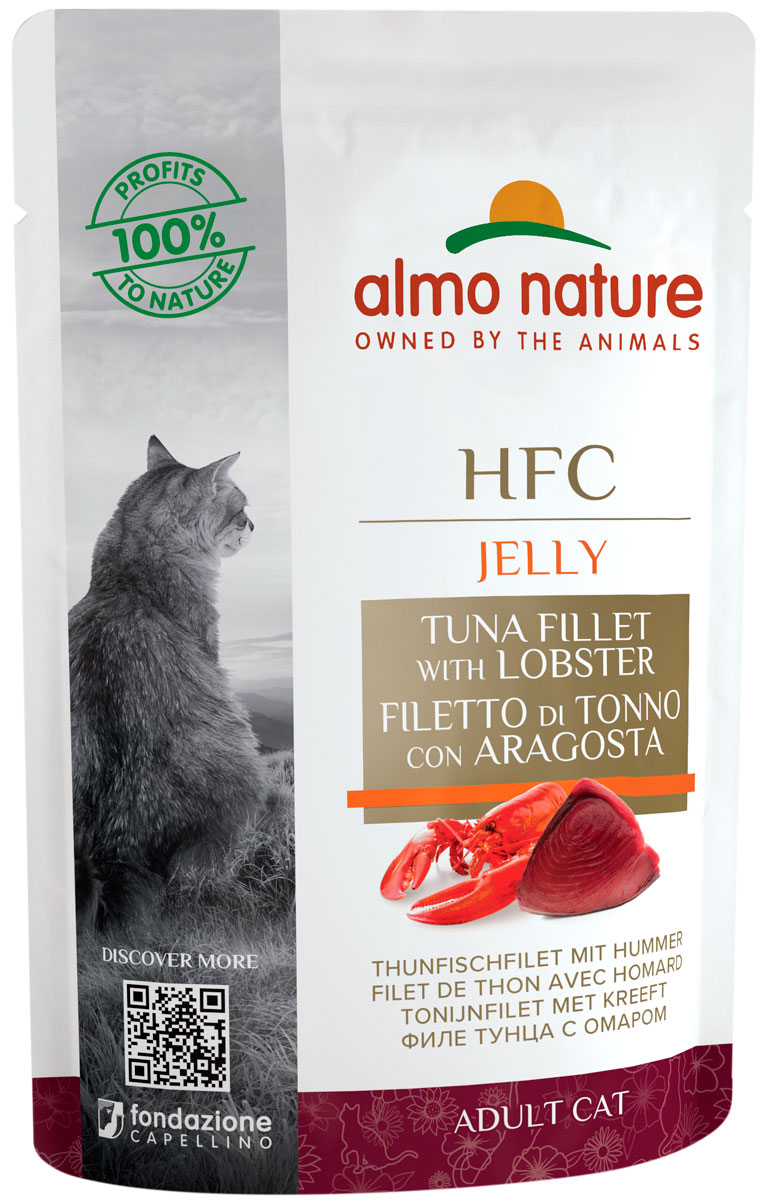 

Almo Nature Cat Hfc Jelly для взрослых кошек с тунцом и лобстером в желе (55 гр)