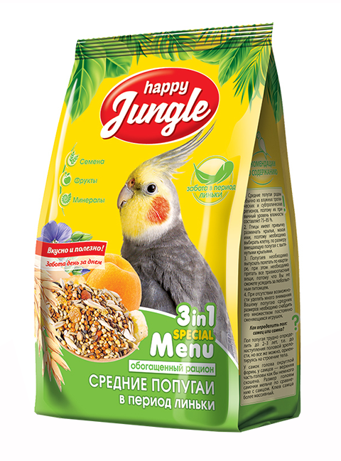 

Happy Jungle для средних попугаев в период линьки (500 гр)