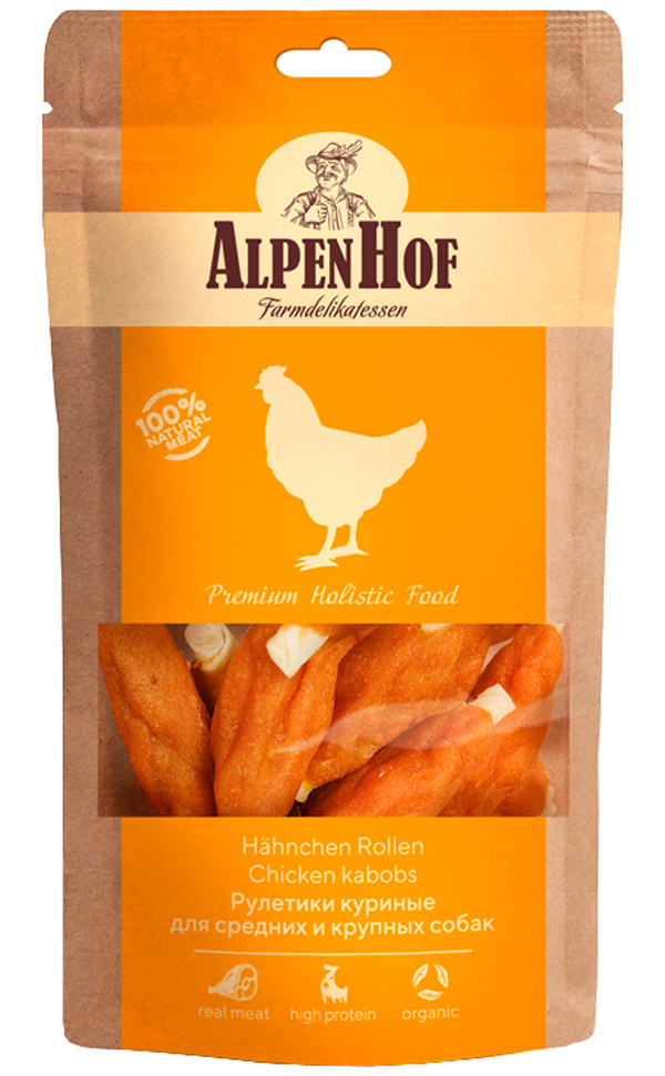 

Лакомство AlpenHof для собак средних и крупных пород рулетики с курицей 80 гр (1 уп)