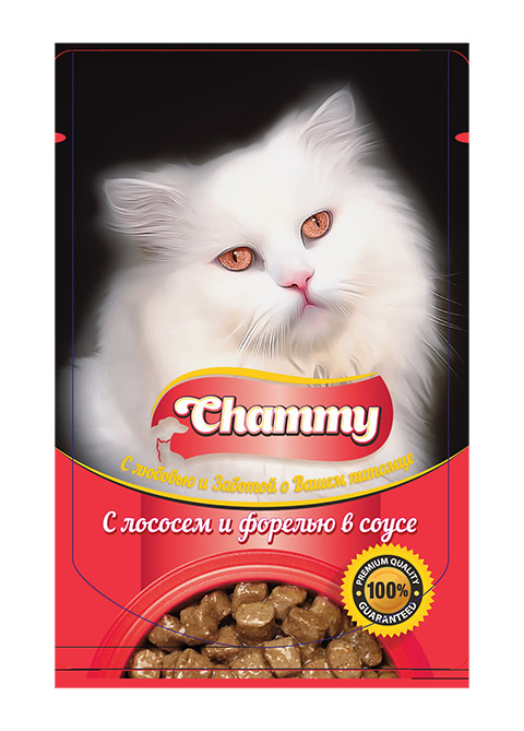 

Chammy для взрослых кошек с лососем и форелью в соусе (85 гр)