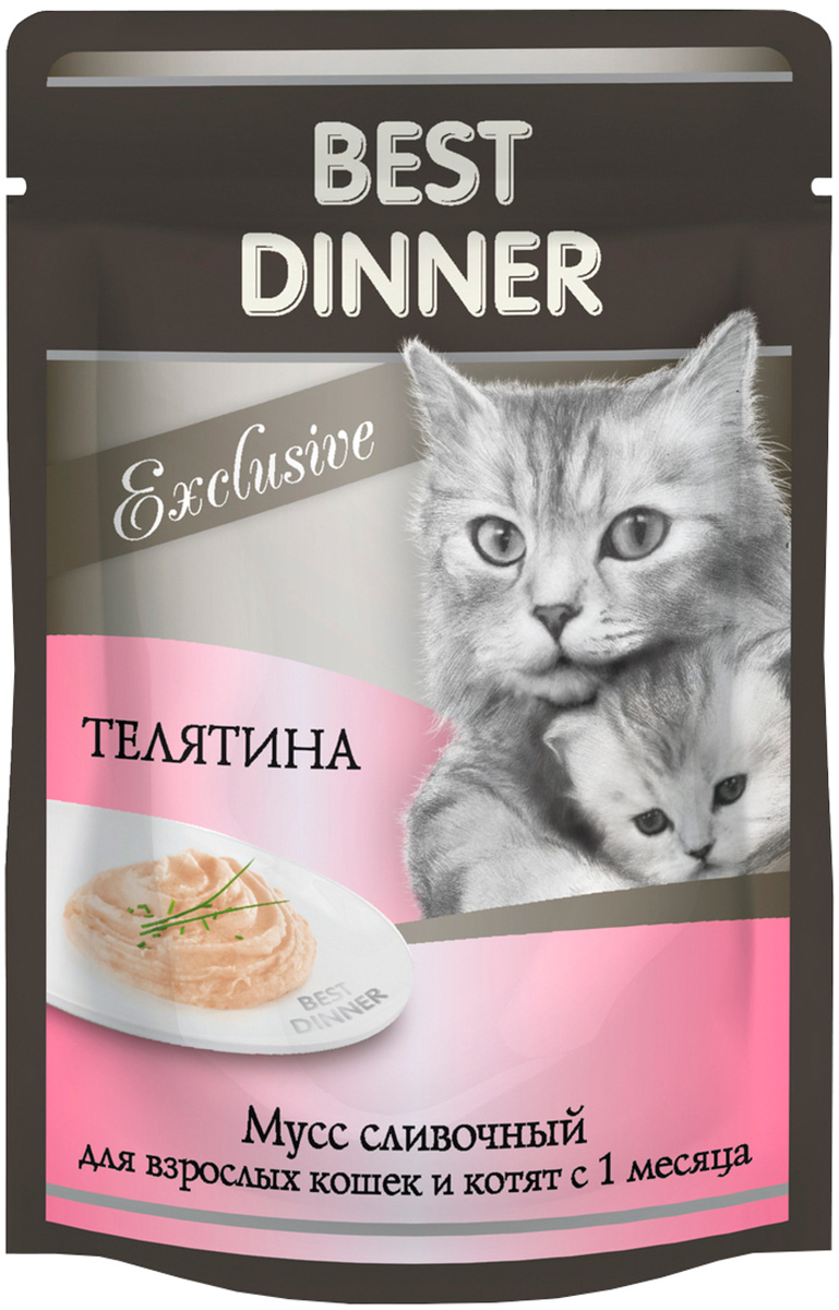 

Best Dinner Exclusive для кошек и котят сливочный мусс с телятиной (85 гр х 24 шт)