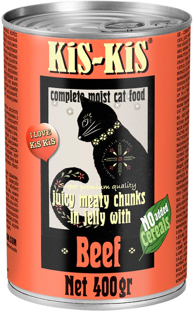 

Kis-kis Canned Food Beef беззерновые для взрослых кошек с кусочками говядины в желе (400 гр)