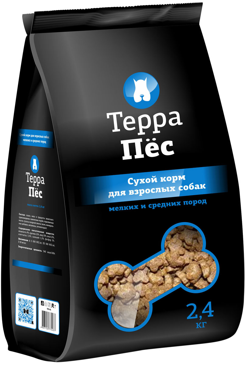 терра пес для взрослых собак маленьких и средних пород (12 кг)