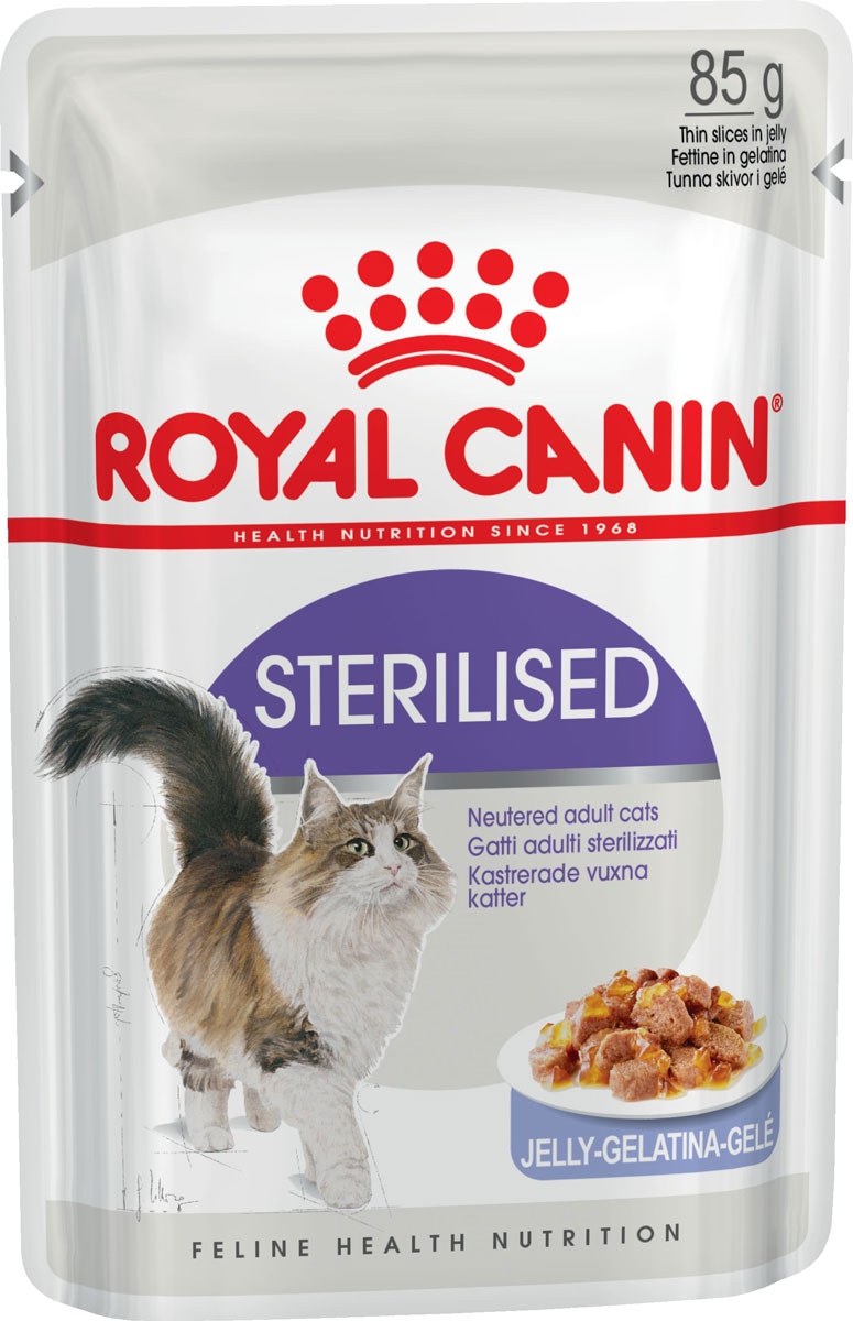 

Royal Canin Sterilised для взрослых кастрированных котов и стерилизованных кошек в желе (85 гр)