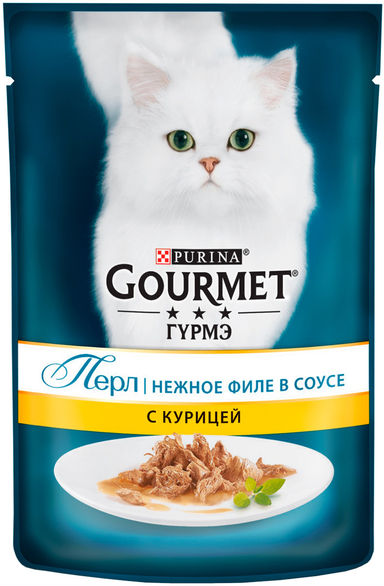 

Gourmet Perle для взрослых кошек нежное филе с курицей в соусе (85 гр)
