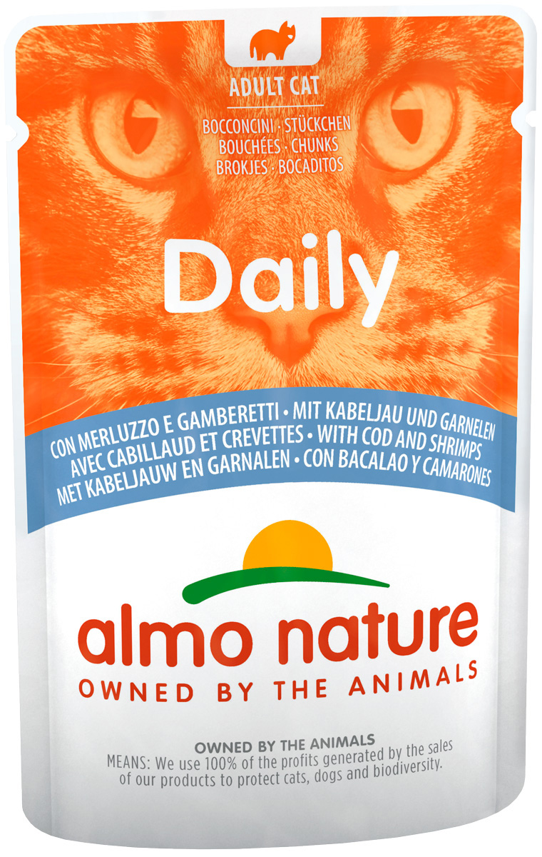 

Almo Nature Cat Daily Menu для взрослых кошек с треской и креветками (70 гр)