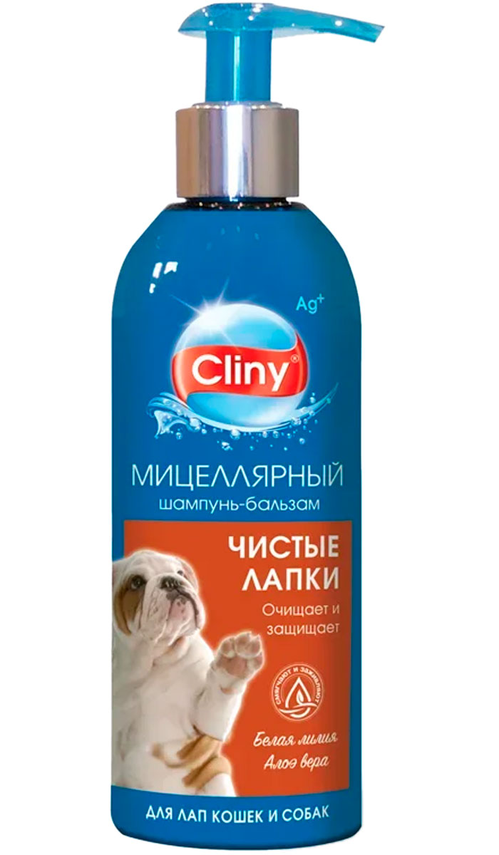 

Cliny Чистые лапки мицеллярный шампунь бальзам для лап для собак и кошек (200 мл)