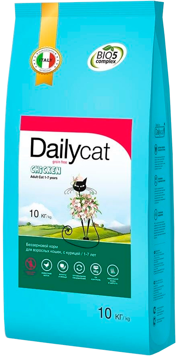 

Dailycat Grain Free Adult беззерновой для взрослых кошек с курицей (1,5 кг)