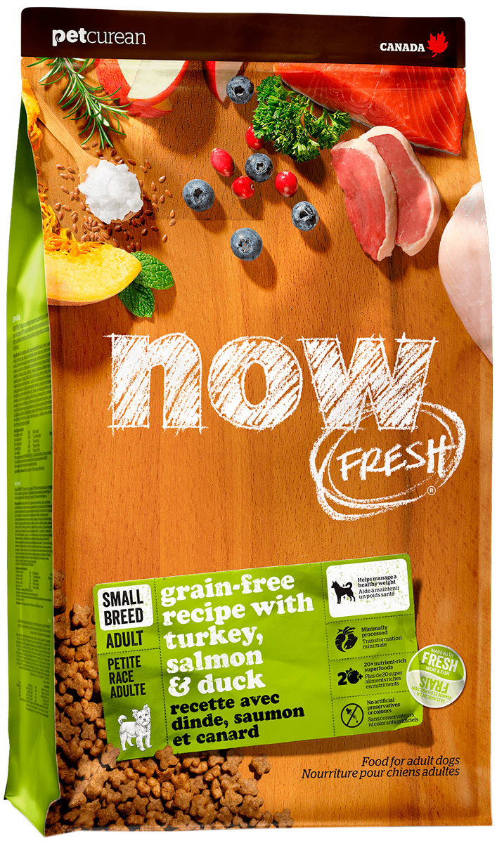 

Now Fresh Dog Adult Small Breed беззерновой для взрослых собак маленьких пород с индейкой, лососем и уткой (1,59 кг)