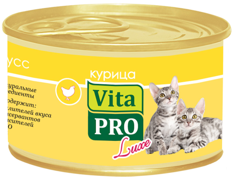 

Vita Pro Luxe для котят мусс с курицей (85 гр х 24 шт)